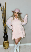 Load image into Gallery viewer, Pink sequin babydoll dress
